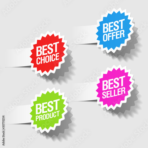 Best choice, best offer, best product and best seller tags