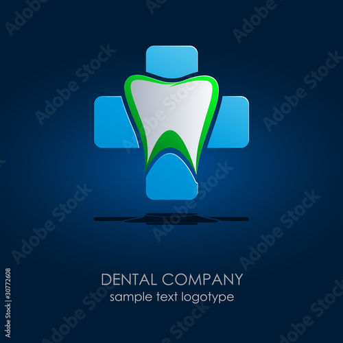 Logo dental on blue background # Vecto