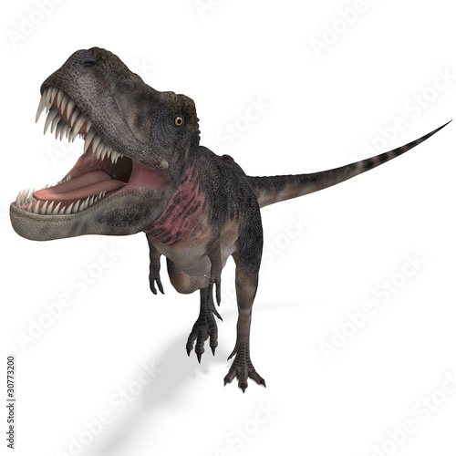 Dinosaur Tarbosaurus. 3D rendering with clipping path and