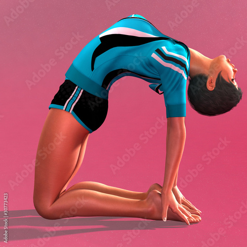 Obraz na plátně beautiful and sportive girl does a yoga lessen. 3D rendering