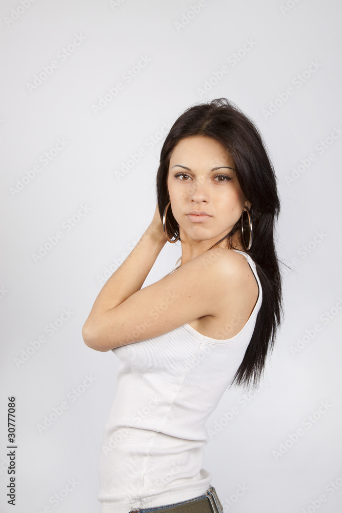 black hair young woman portrait black hair young woman portrait