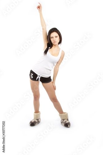 young woman working out gymnastic exercises