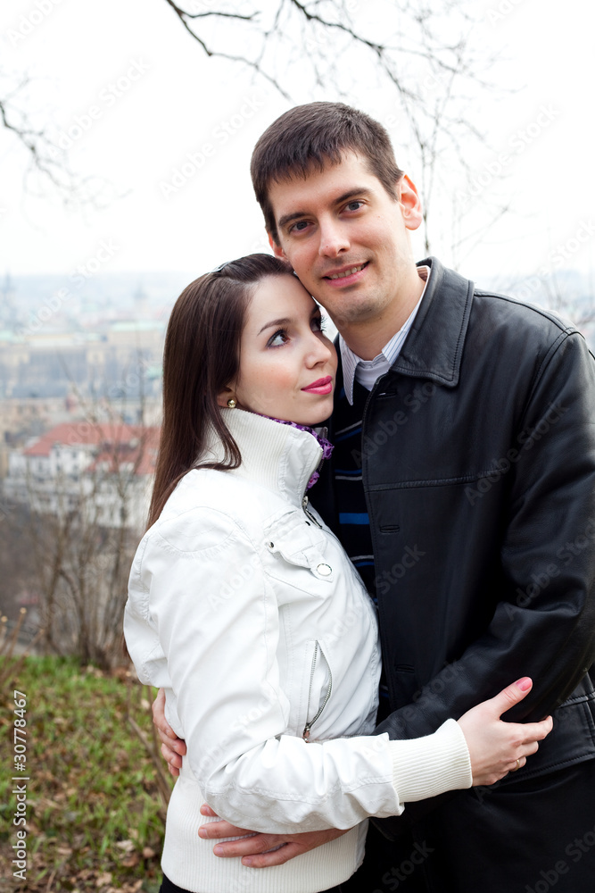beautiful young love couple in city Prague beautiful young love couple in city Prague