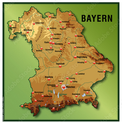 Bayern Höhenschichten als Vektoren