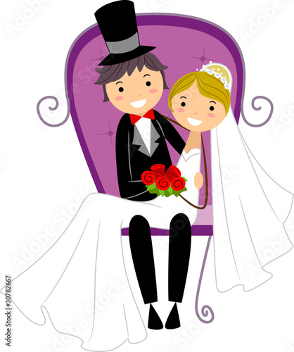 Bride Sitting on Groom's Lap