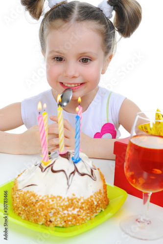 Beautiful little girl celebrates birthday