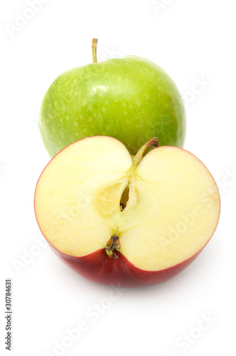 Green And Red Apples Isolated on White Background