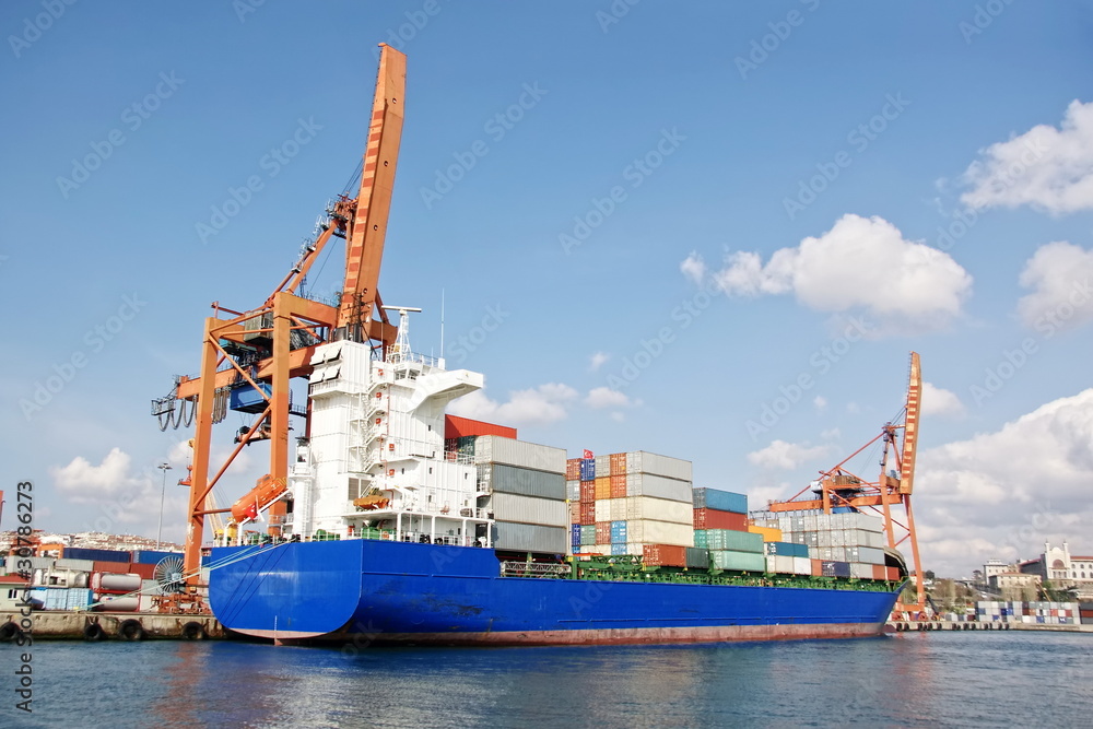 Fototapeta premium Cargo ship with freight containers