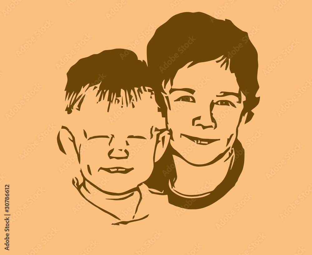 Fototapeta premium silhouette two boys