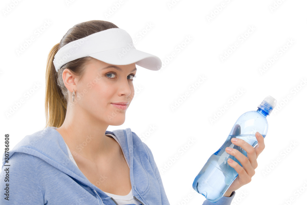Sport - young woman fitness outfit water bottle Sport - young woman fitness outfit water bottle