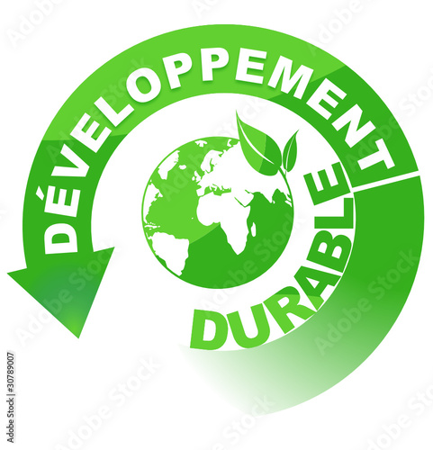 développement durable sur vignette fléchée verte