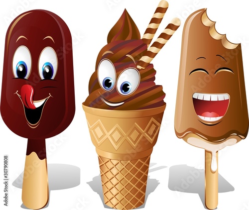 Gelato e Ghiacciolo Cartoon-Ice Cream Cartoon-Vector