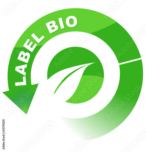 label bio sur vignette fléchée verte