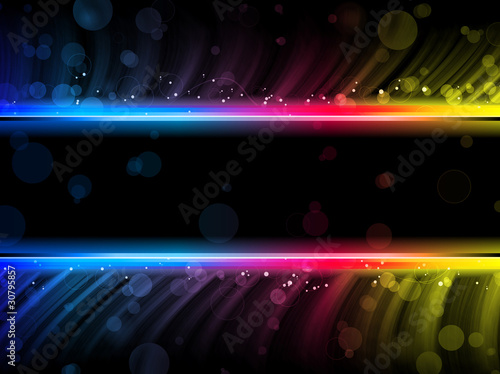 Disco Abstract Colorful Waves on Black Background