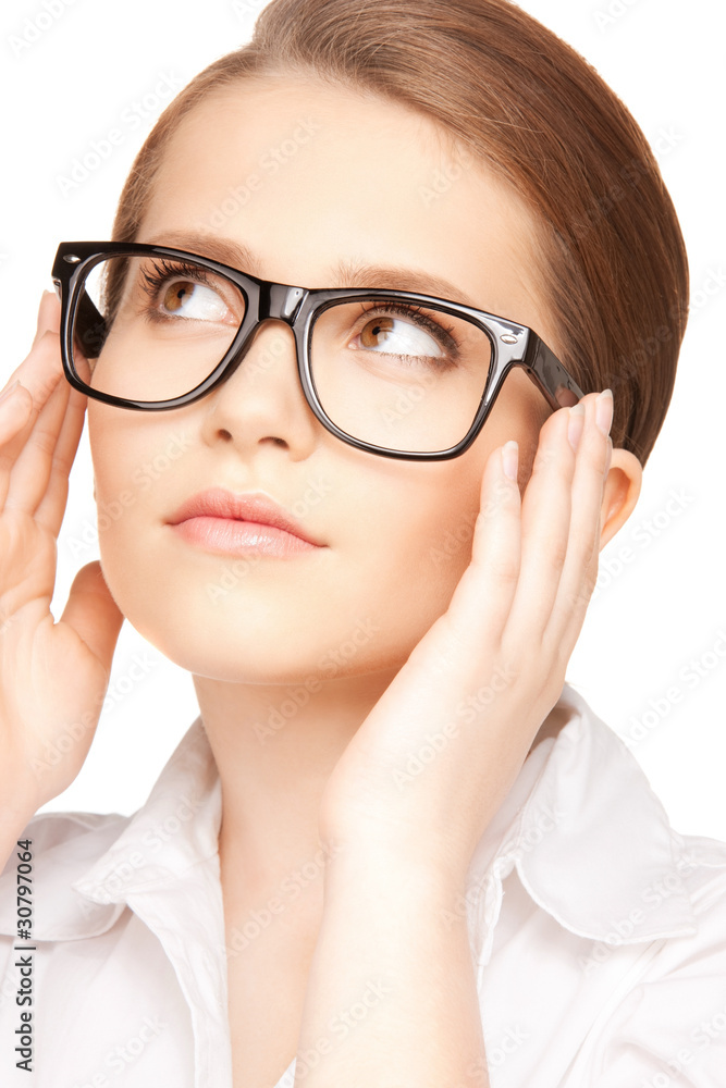 lovely woman in spectacles