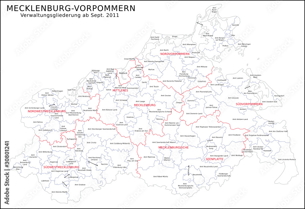 Mecklenburg-Vorpommern Verwaltungsgliederung ab Sept. 2011