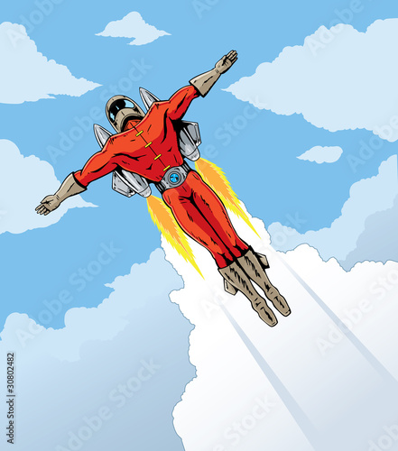 Flying man with rocket pack!