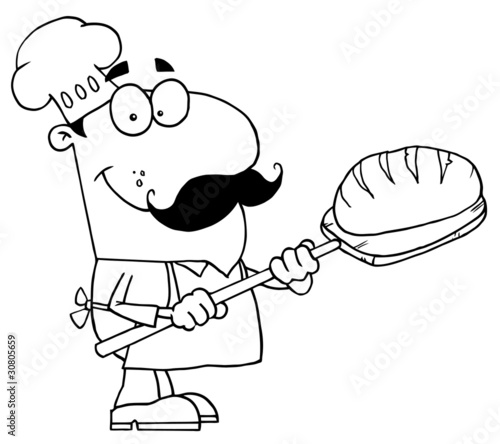 Clipart Illustration of an Outlined Bread Cook