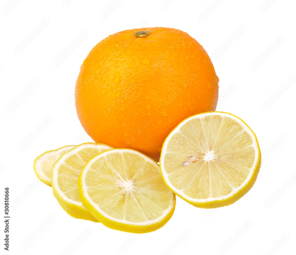 Slices of lemon and an orange