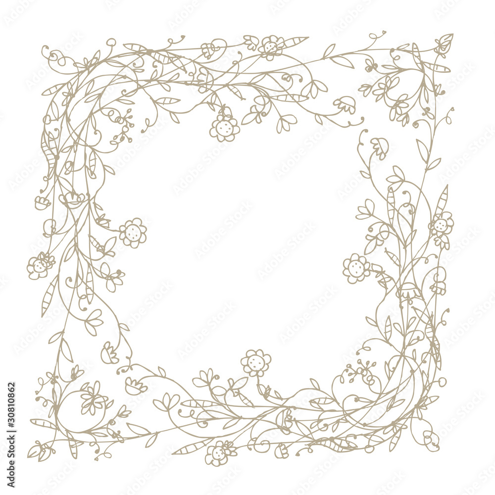 Sketch of floral frame for your design Sketch of floral frame for your design