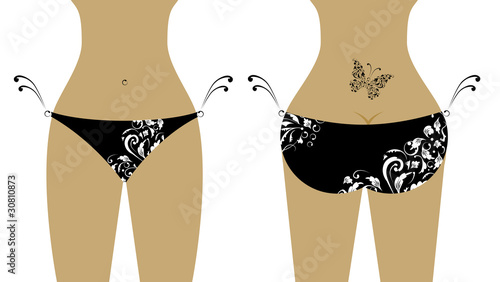 Female bikini bottom and butterfly tattoo for your design