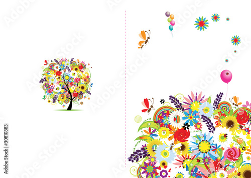 Cover of gift card, floral frame with place for your text
