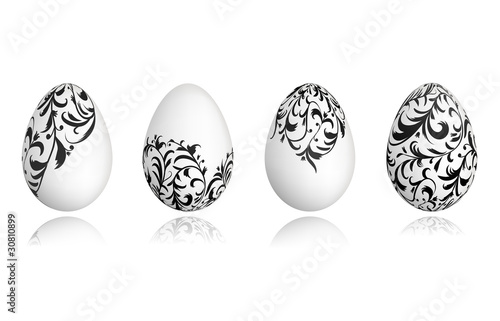 Easter eggs white with floral ornament for your design