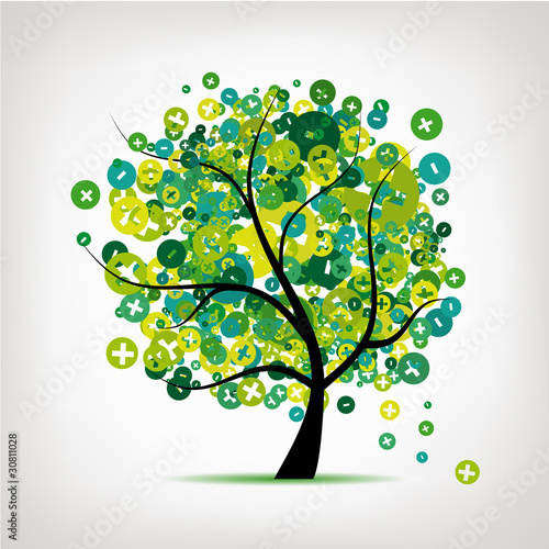 Art tree with signs of plus and minus for your design