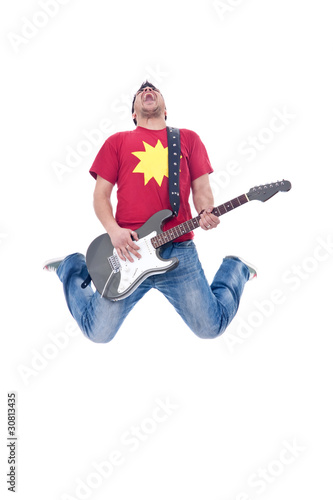 Awesome guitar player jumps