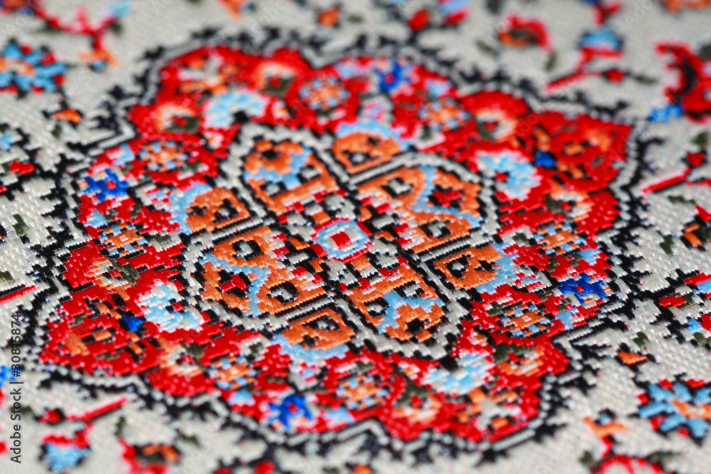 Fototapeta premium Large view of bright pattern on carpet