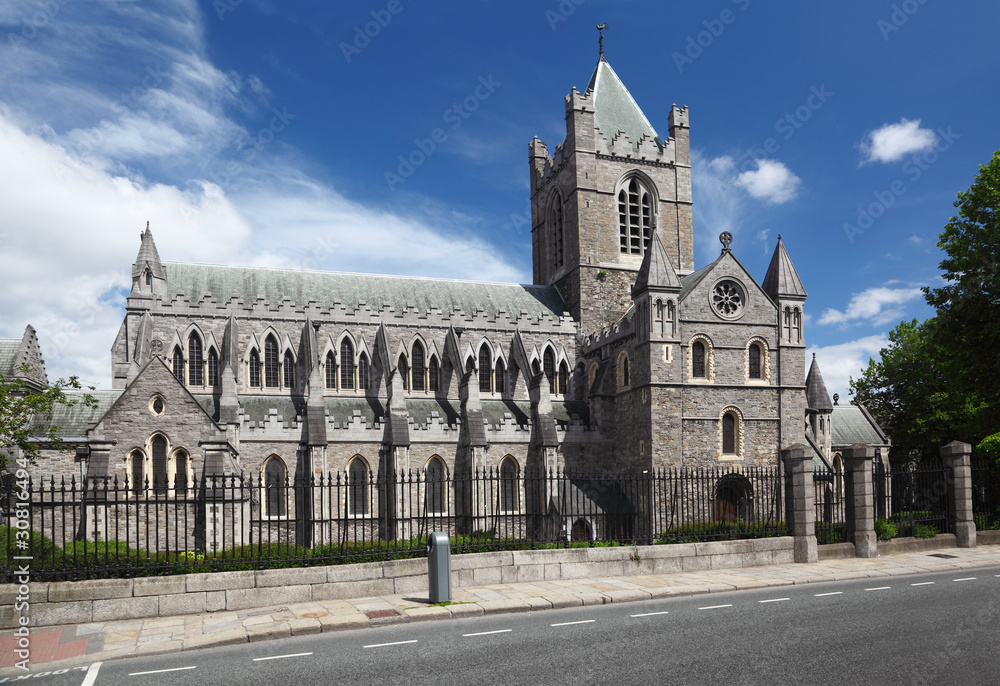 St. Patrick's Cathedral and blue sky in Dublin, Ireland