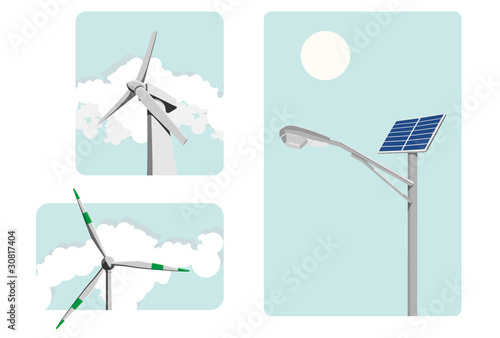 Windmill power and solar energy, environmentally safe