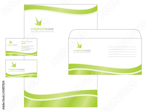 template design with logo, blank, visiting card and envelope