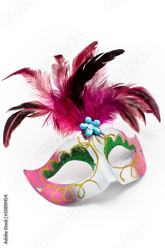 Carnival mask with feathers and diamond