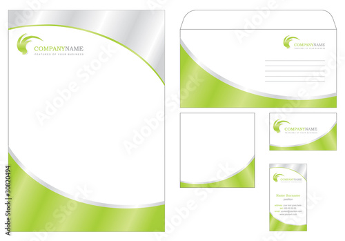 template with logo, blank, note, visiting card and envelope photo