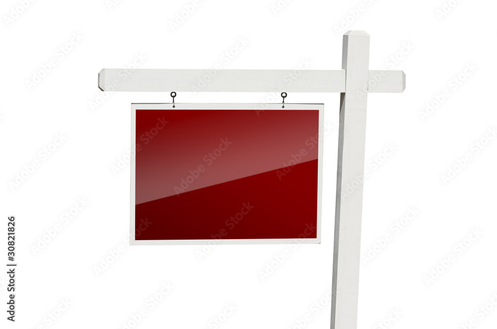 Blank Red Real Estate Sign on White Blank Red Real Estate Sign on White