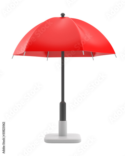 Red ubrella isolated on white background