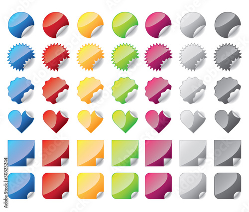 Button Set - Aktionskleber, Sticker - bunt schatten spiegelung