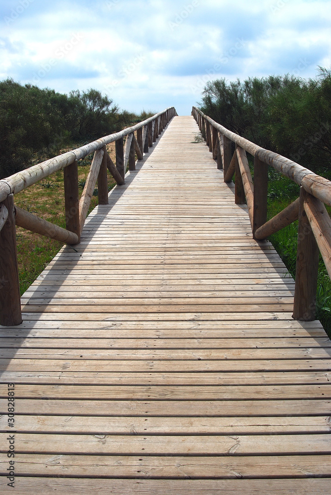 SENDERO DE MADERA HACIA LA PLAYA. BARBATE, CÁDIZ SENDERO DE MADERA HACIA LA PLAYA. BARBATE, CÁDIZ