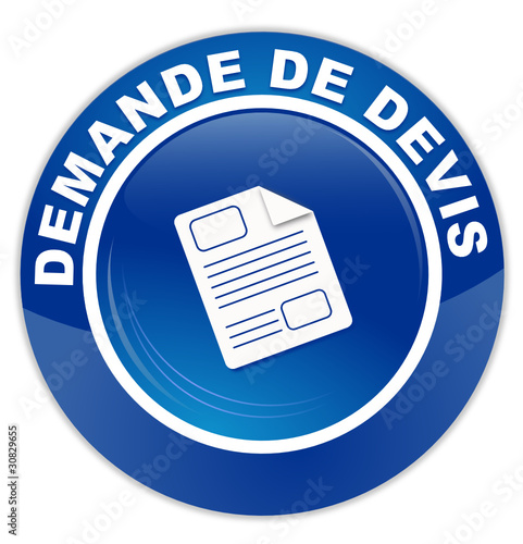 demande de devis sur bouton rond bleu
