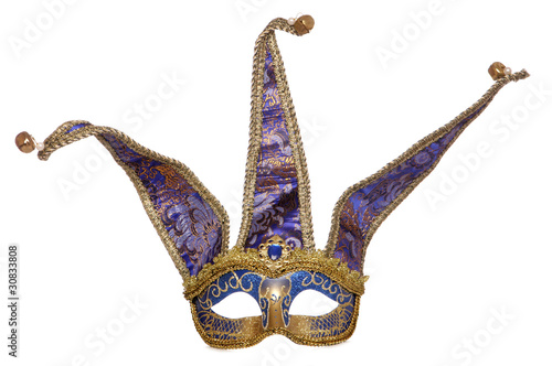 Blue jester masquerade mask