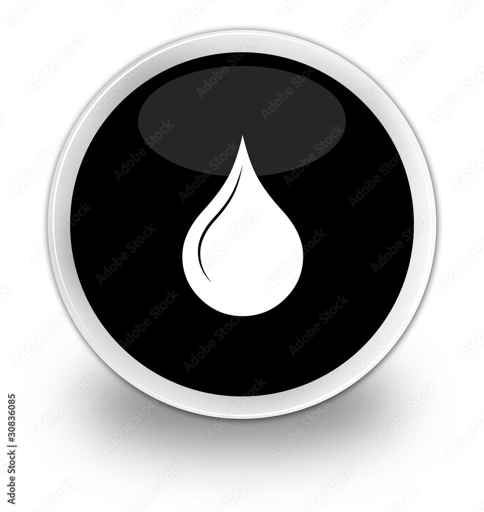 water drop icon on black button water drop icon on black button