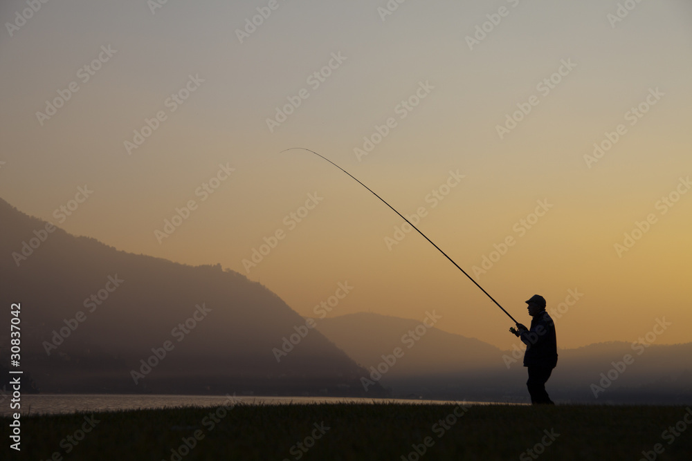 Fisherman on the lake of Como