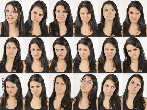 Series of an angry and wondering natural young woman
