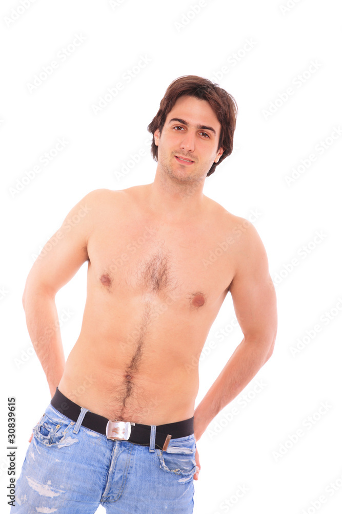 Shirtless Man in Jeans