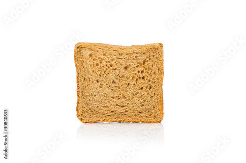 one square bread sliced isolated on white