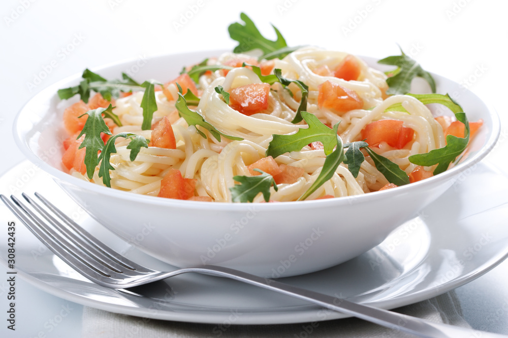 Pasta with tomato and rucola Pasta with tomato and rucola