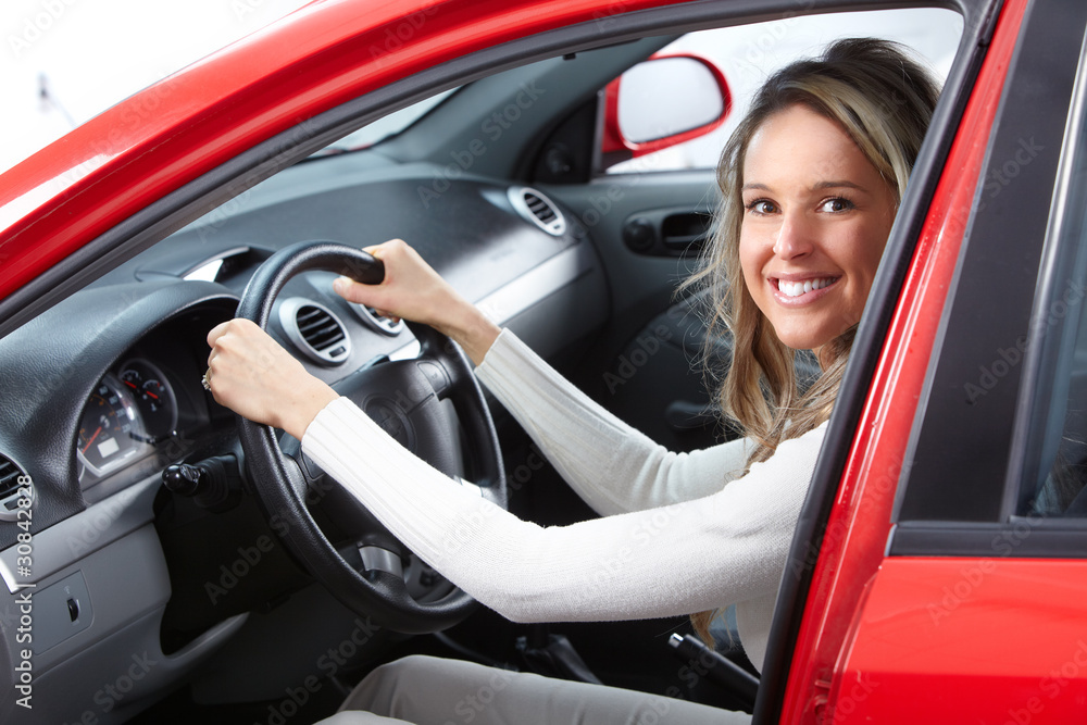 woman  in the car