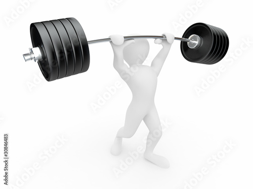 Men with barbell. 3d