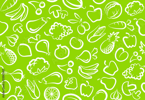 Seamless background with vegetables and fruit